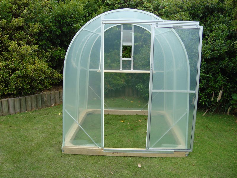 1.8m x 2m Tunnel House with front door open.