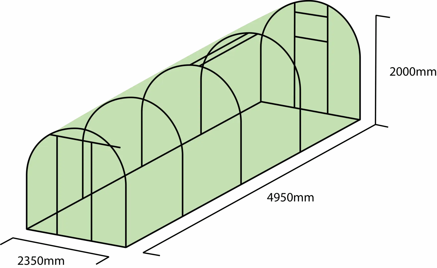 2.35m x 5m Timber Base Shade House