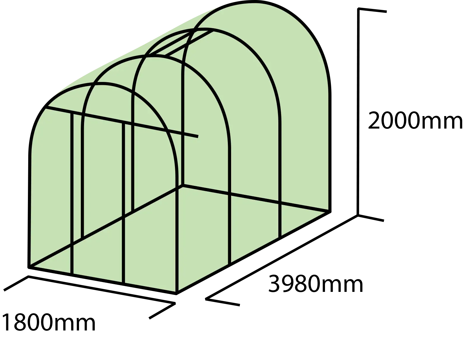 1.8m x 4.0m Timber Base Tunnel House