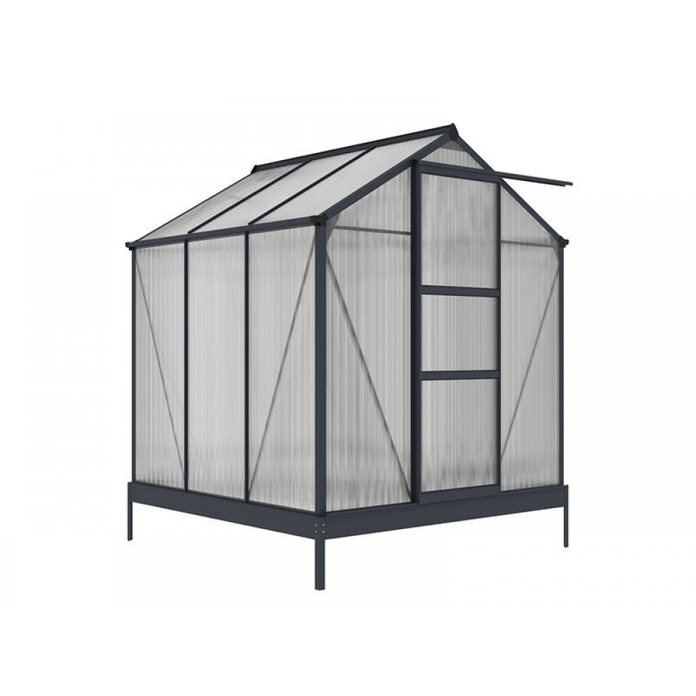 EcoHome 4mm Polycarbonate Greenhouse 1.8m x 1.8m - Grey Frame