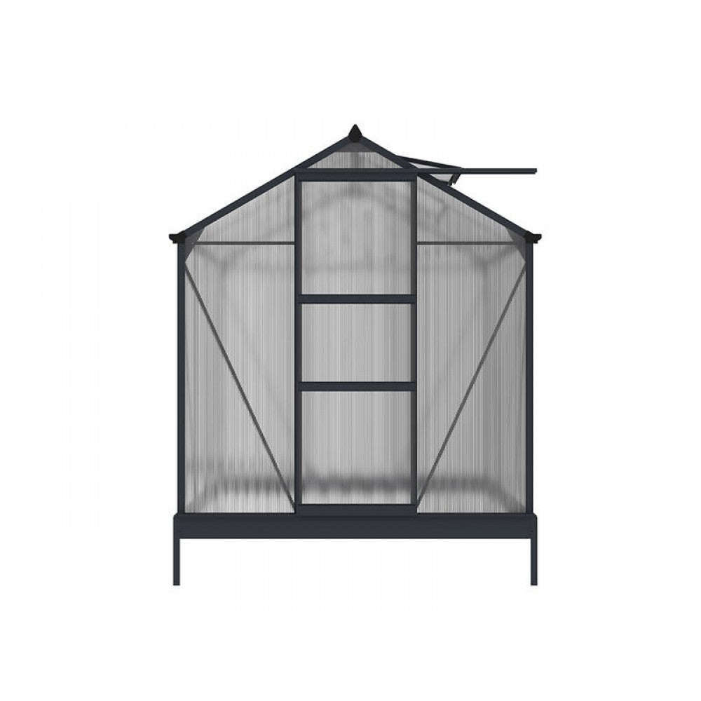 EcoHome 4mm Polycarbonate Greenhouse 1.8m x 1.8m - Grey Frame