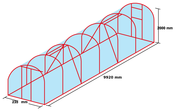 2.35m x 10m Timber Base Tunnel House