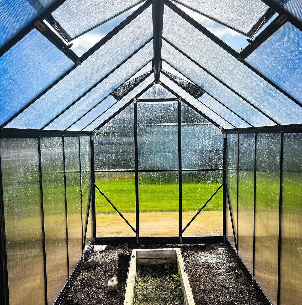 2m x 3.8m Polycarbonate Greenhouse - Black Frame