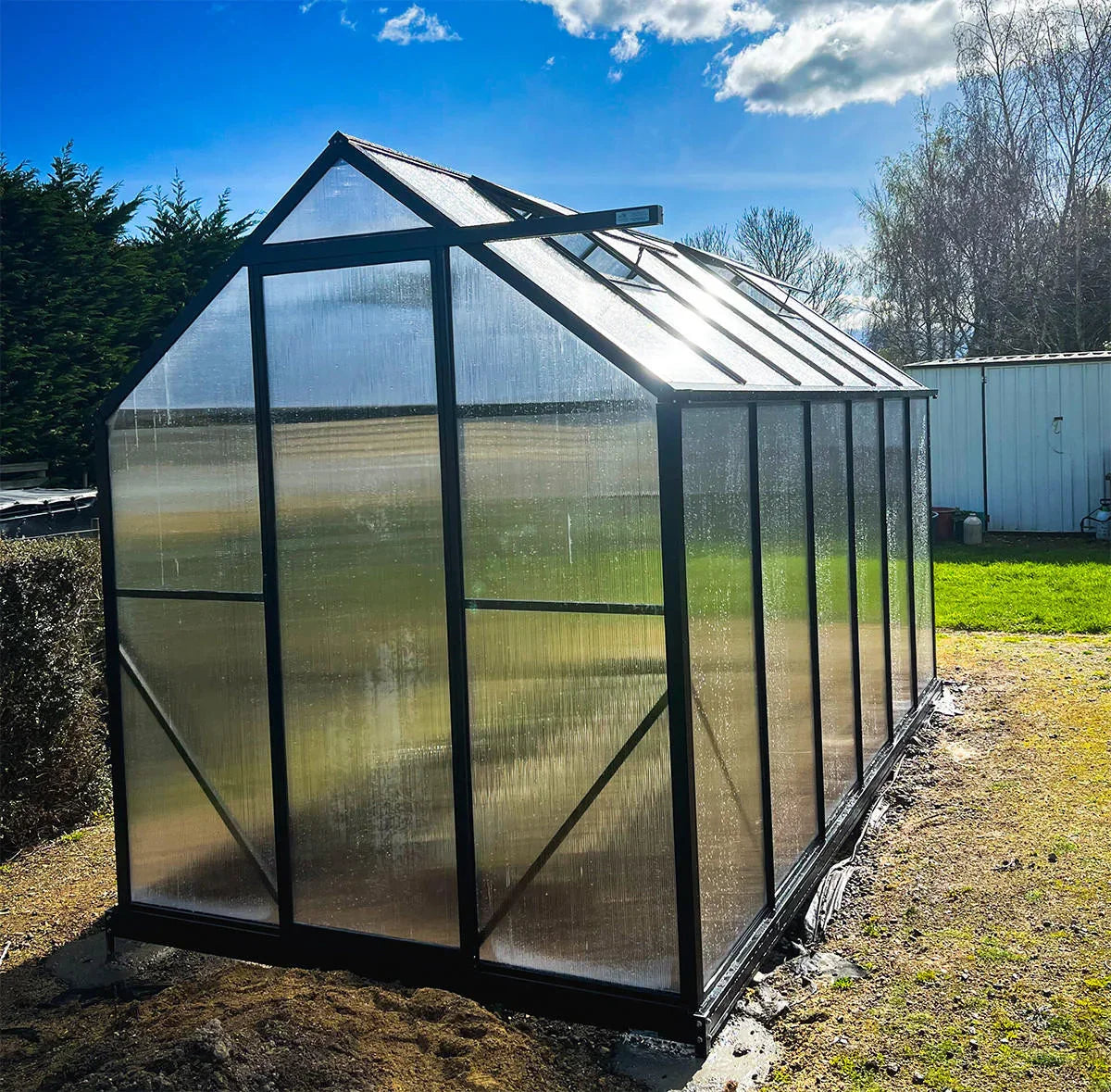 2m x 3.8m Polycarbonate Greenhouse - Black Frame