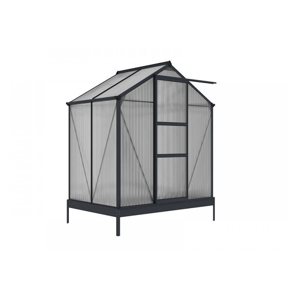 EcoHome 6mm Polycarbonate Greenhouse 1.8m x 1.2m - Grey Frame